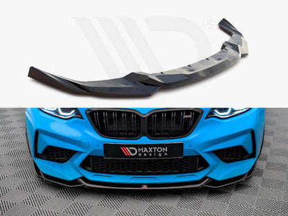 BMW M2 Competition F87 2018-2020 Front Splitter Lip - Maxton Design V1 Gloss Black ABS Chin Spoiler/Air Dam/Lower Bumper Extension | Front Lip Kit with Fitting Hardware | M2C F87 Front Bumper Lip Spoiler