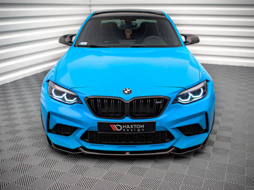 BMW M2 Competition F87 2018-2020 Front Splitter Lip - Maxton Design V1 Gloss Black ABS Chin Spoiler/Air Dam/Lower Bumper Extension | Front Lip Kit with Fitting Hardware | M2C F87 Front Bumper Lip Spoiler