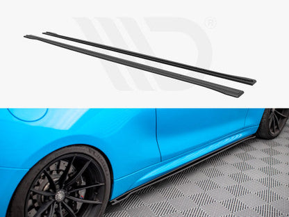 Maxton Design Street Pro Side Skirt Diffusers/Extensions for BMW M2 F87 (2016-2020) - 10mm ABS, Matte Black or Matte Black/Red Core