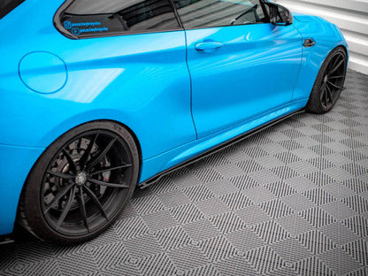 Maxton Design Street Pro Side Skirt Diffusers/Extensions for BMW M2 F87 (2016-2020) - 10mm ABS, Matte Black or Matte Black/Red Core