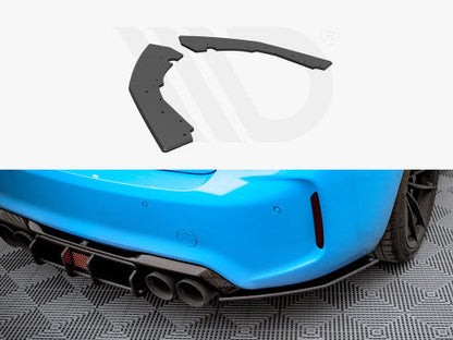 Maxton Design Street Pro Rear Side Splitters / Spats / Winglets for BMW M2 F87 2016-2020 (incl M2 Competition) - Rear Bumper Corner Extensions, Valance Fins - 10mm ABS, Matte Black or Red Core, Aero Blades