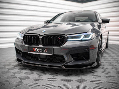 Maxton Design V1 Gloss Black Front Splitter, Front Lip Spoiler, Chin Spoiler & Airdam for BMW M5 F90 LCI Facelift (2020+) - ABS Front Bumper Lip/Lower Valance/Under Spoiler/Bumper Extension/Aero Front Skirt