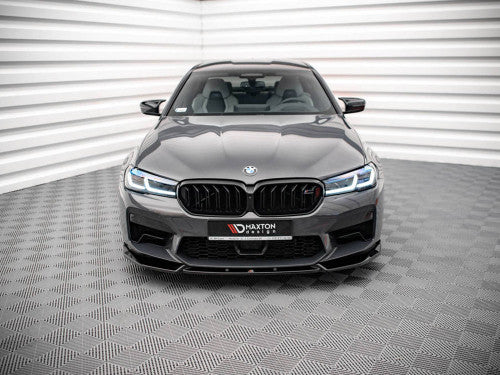 Maxton Design V1 Gloss Black Front Splitter, Front Lip Spoiler, Chin Spoiler & Airdam for BMW M5 F90 LCI Facelift (2020+) - ABS Front Bumper Lip/Lower Valance/Under Spoiler/Bumper Extension/Aero Front Skirt