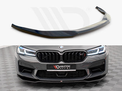 Maxton Design V2 Gloss Black Front Splitter for BMW M5 F90 LCI Facelift (2020-2024) - Front Lip / Chin Spoiler / Bumper Lip / Lower Spoiler ABS Piano Black / Front Valance / Airdam / Front Bumper Extension / Lip Kit / Under Spoiler