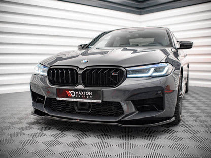 Maxton Design V2 Gloss Black Front Splitter for BMW M5 F90 LCI Facelift (2020-2024) - Front Lip / Chin Spoiler / Bumper Lip / Lower Spoiler ABS Piano Black / Front Valance / Airdam / Front Bumper Extension / Lip Kit / Under Spoiler