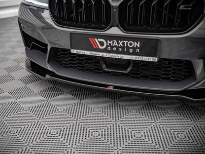 Maxton Design V2 Gloss Black Front Splitter for BMW M5 F90 LCI Facelift (2020-2024) - Front Lip / Chin Spoiler / Bumper Lip / Lower Spoiler ABS Piano Black / Front Valance / Airdam / Front Bumper Extension / Lip Kit / Under Spoiler