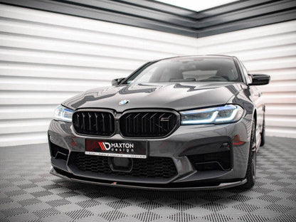 Maxton Design V3/V.3 Gloss Black Front Lip Splitter for BMW M5 F90 LCI Facelift (2020+) - ABS Chin Spoiler / Front Bumper Lip & Lower Valance Apron Air Dam - Piano Black Aero Bumper Extension Diffuser Style - Fitting Kit Included