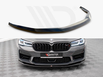 Maxton Design V3/V.3 Gloss Black Front Lip Splitter for BMW M5 F90 LCI Facelift (2020+) - ABS Chin Spoiler / Front Bumper Lip & Lower Valance Apron Air Dam - Piano Black Aero Bumper Extension Diffuser Style - Fitting Kit Included