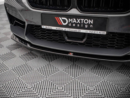 Maxton Design V3/V.3 Gloss Black Front Lip Splitter for BMW M5 F90 LCI Facelift (2020+) - ABS Chin Spoiler / Front Bumper Lip & Lower Valance Apron Air Dam - Piano Black Aero Bumper Extension Diffuser Style - Fitting Kit Included