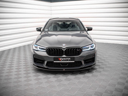 Maxton Design V3/V.3 Gloss Black Front Lip Splitter for BMW M5 F90 LCI Facelift (2020+) - ABS Chin Spoiler / Front Bumper Lip & Lower Valance Apron Air Dam - Piano Black Aero Bumper Extension Diffuser Style - Fitting Kit Included