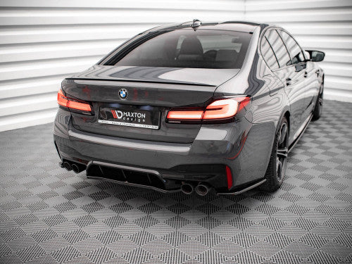 Maxton Design Rear Diffuser Lip Splitter Centre/Center Valance Insert for BMW M5 F90 Saloon/Sedan (2017–2019) | Rear Bumper Lip/Lower Spoiler/Apron Extension | Gloss Black, Carbon Look, Textured Black