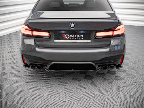 Maxton Design Rear Diffuser Lip Splitter Centre/Center Valance Insert for BMW M5 F90 Saloon/Sedan (2017–2019) | Rear Bumper Lip/Lower Spoiler/Apron Extension | Gloss Black, Carbon Look, Textured Black