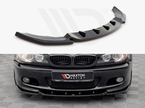 Maxton Design V2 Gloss Black Front Splitter Front Lip Chin Spoiler for BMW 3 Series E46 Coupe (1999-2005) M Sport/M Tech/M-Technik/M-Pack - Piano Black ABS Front Bumper Lip Aero Valance