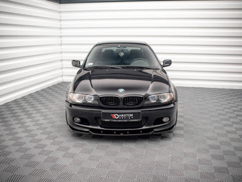 Maxton Design V2 Gloss Black Front Splitter Front Lip Chin Spoiler for BMW 3 Series E46 Coupe (1999-2005) M Sport/M Tech/M-Technik/M-Pack - Piano Black ABS Front Bumper Lip Aero Valance