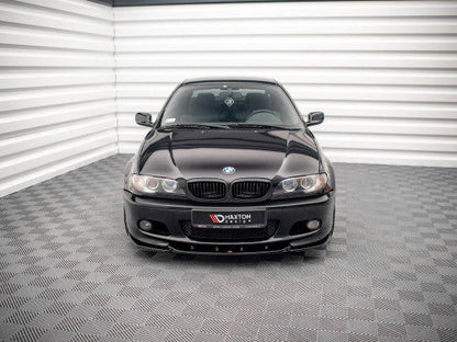 Maxton Design V2 Gloss Black Front Splitter Front Lip Chin Spoiler for BMW 3 Series E46 Coupe (1999-2005) M Sport/M Tech/M-Technik/M-Pack - Piano Black ABS Front Bumper Lip Aero Valance