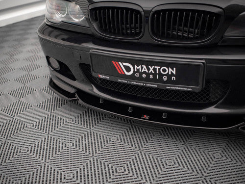 Maxton Design V2 Gloss Black Front Splitter Front Lip Chin Spoiler for BMW 3 Series E46 Coupe (1999-2005) M Sport/M Tech/M-Technik/M-Pack - Piano Black ABS Front Bumper Lip Aero Valance