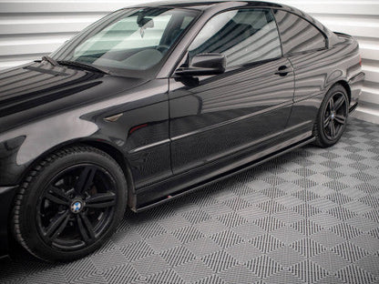 Maxton Design Gloss Black Side Skirts Diffusers V.2 for BMW 3 Series E46 Coupe M Sport (M-Pack) 1999-2005