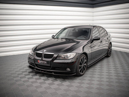 Maxton Design V.1 Gloss Black Front Splitter / Front Bumper Lip Spoiler for BMW 3 Series E90 Saloon (Sedan) 2004-2008 ABS OEM Fit