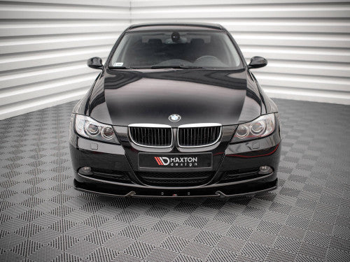 Maxton Design V.1 Gloss Black Front Splitter / Front Bumper Lip Spoiler for BMW 3 Series E90 Saloon (Sedan) 2004-2008 ABS OEM Fit