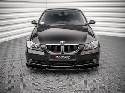 Maxton Design V.1 Gloss Black Front Splitter / Front Bumper Lip Spoiler for BMW 3 Series E90 Saloon (Sedan) 2004-2008 ABS OEM Fit