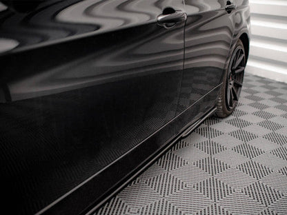 Maxton Design Gloss Black Side Skirts / Extensions / Diffusers for BMW 3 Series E90 Saloon (Sedan) 2004–2008 Pre-LCI – Side Splitters / Sill Extensions / Rocker Panel Side Blades – OEM Fit Body Kit Styling
