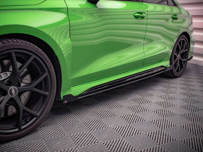 Maxton Design - STREET PRO SIDE SKIRTS DIFFUSERS (+FLAPS) AUDI RS3 SEDAN 8Y (2020-)