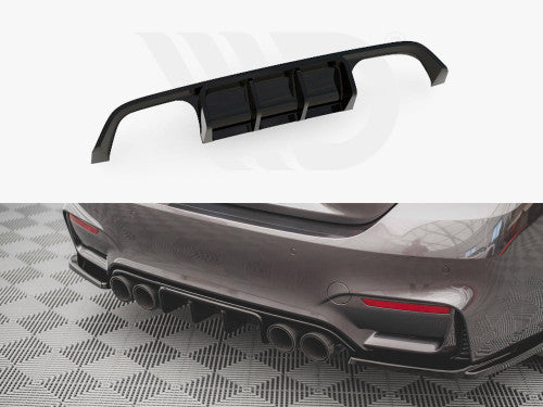 BMW M4 F82 Coupe 2014-2020 Rear Lower Diffuser/Bumper Trim Valance/Insert - Gloss/Piano Black ABS OEM-Style Replacement Rear Skirt/Apron by Maxton Design