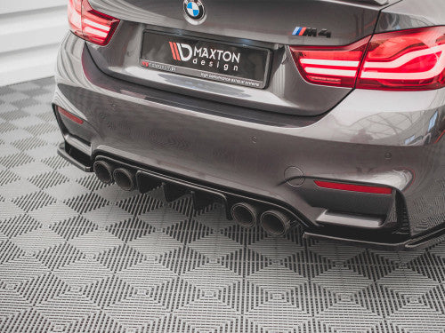 BMW M4 F82 Coupe 2014-2020 Rear Lower Diffuser/Bumper Trim Valance/Insert - Gloss/Piano Black ABS OEM-Style Replacement Rear Skirt/Apron by Maxton Design