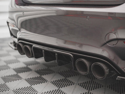 BMW M4 F82 Coupe 2014-2020 Rear Lower Diffuser/Bumper Trim Valance/Insert - Gloss/Piano Black ABS OEM-Style Replacement Rear Skirt/Apron by Maxton Design