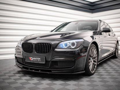 Maxton Design V1 Gloss Black (Piano Black) Front Splitter for BMW 7 Series F01 M Sport/M-Pack/M-Tech 2008-2013 | Front Bumper Lip, Chin Spoiler, Aero Lower Valance Air Dam ABS