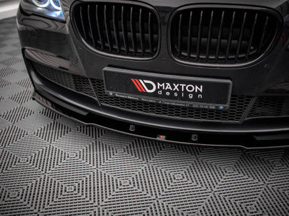 Maxton Design V1 Gloss Black (Piano Black) Front Splitter for BMW 7 Series F01 M Sport/M-Pack/M-Tech 2008-2013 | Front Bumper Lip, Chin Spoiler, Aero Lower Valance Air Dam ABS