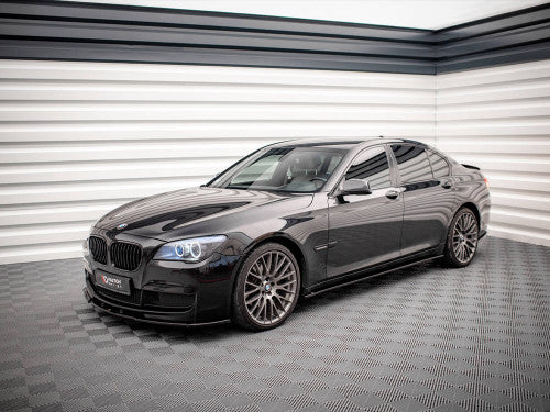Maxton Design Gloss Piano Black Side Skirt Extensions Splitters Rocker Panel Sill Blades for BMW 7 Series Saloon F01 M Sport M Package M Pack 2008-2013 | ABS Side Lips Diffusers | Side Skirts Add Ons Body Styling Kit