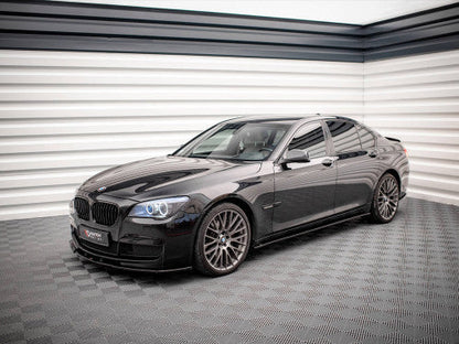 Maxton Design Gloss Piano Black Side Skirt Extensions Splitters Rocker Panel Sill Blades for BMW 7 Series Saloon F01 M Sport M Package M Pack 2008-2013 | ABS Side Lips Diffusers | Side Skirts Add Ons Body Styling Kit