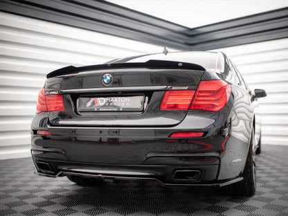 Maxton Design Gloss/Piano Black Rear Bootlid/Trunk Lip Spoiler Cap (Decklid Tail Wing Extension) for BMW 7 Series F01 Saloon M Sport M-Pack 2008-2013 | ABS | 3M Tape-On | OEM+ Fit