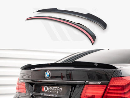Maxton Design Gloss/Piano Black Rear Bootlid/Trunk Lip Spoiler Cap (Decklid Tail Wing Extension) for BMW 7 Series F01 Saloon M Sport M-Pack 2008-2013 | ABS | 3M Tape-On | OEM+ Fit