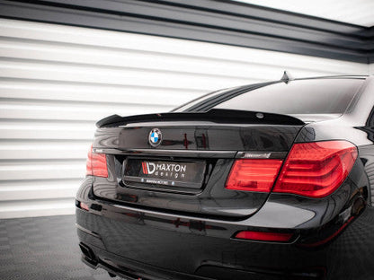 Maxton Design Gloss/Piano Black Rear Bootlid/Trunk Lip Spoiler Cap (Decklid Tail Wing Extension) for BMW 7 Series F01 Saloon M Sport M-Pack 2008-2013 | ABS | 3M Tape-On | OEM+ Fit