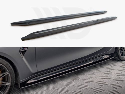 BMW M3 G80 (2021+) Maxton Design V1 Gloss Black (Piano Black) Side Skirts - Side Skirt Extensions/Rocker Panel Sill Blades Splitters/Diffusers | ABS Aero | Saloon/Sedan/Competition