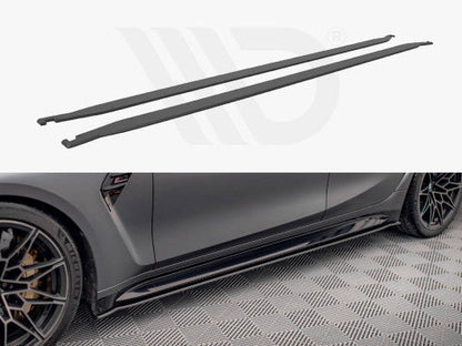 Maxton Design Street Pro Side Skirts / Side Skirt Extensions for BMW M3 G80 (2021-2025) - 10mm ABS - Matte Black or Matte Black Red Core - Side Splitters/Sill Blades/Side Skirt Diffusers - Fits M3 Competition - Mounting Hardware Included
