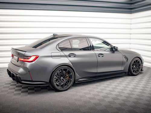 Maxton Design Street Pro Side Skirts / Side Skirt Extensions for BMW M3 G80 (2021-2025) - 10mm ABS - Matte Black or Matte Black Red Core - Side Splitters/Sill Blades/Side Skirt Diffusers - Fits M3 Competition - Mounting Hardware Included