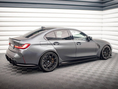 Maxton Design Street Pro Side Skirts / Side Skirt Extensions for BMW M3 G80 (2021-2025) - 10mm ABS - Matte Black or Matte Black Red Core - Side Splitters/Sill Blades/Side Skirt Diffusers - Fits M3 Competition - Mounting Hardware Included
