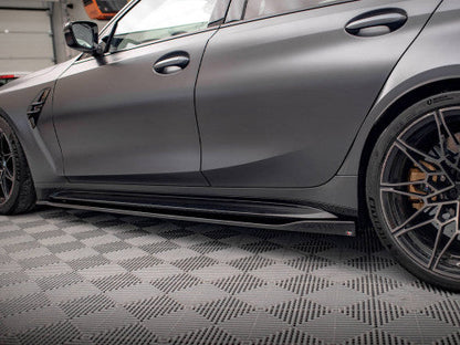 Maxton Design V2 Gloss Black Side Skirts Diffusers for BMW M3 G80 (2021+) Side Splitter Extensions