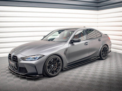 Maxton Design V2 Gloss Black Side Skirts Diffusers for BMW M3 G80 (2021+) Side Splitter Extensions