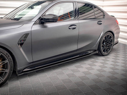 Maxton Design V2 Gloss Black Side Skirts Diffusers for BMW M3 G80 (2021+) Side Splitter Extensions