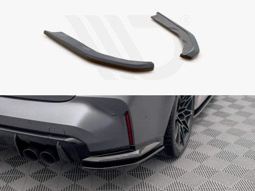 Maxton Design Gloss Piano Black Rear Corner Extensions / Side Splitters V1 for BMW M3 G80 Saloon/Sedan (2021+) – Rear Bumper Spats, Apron Splitters, Diffuser Side Extensions – Pair