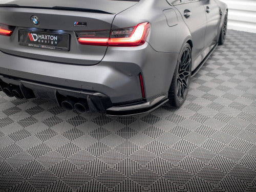 Maxton Design Gloss Piano Black Rear Corner Extensions / Side Splitters V1 for BMW M3 G80 Saloon/Sedan (2021+) – Rear Bumper Spats, Apron Splitters, Diffuser Side Extensions – Pair