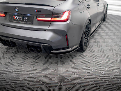 Maxton Design Gloss Piano Black Rear Corner Extensions / Side Splitters V1 for BMW M3 G80 Saloon/Sedan (2021+) – Rear Bumper Spats, Apron Splitters, Diffuser Side Extensions – Pair