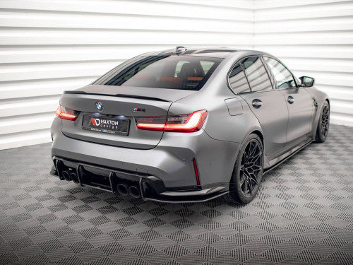 Maxton Design Street Pro Rear Diffuser/Lower Valance for BMW M3 G80 Saloon/Sedan (2021+) - Matt/Matte Black 10mm ABS Rear Bumper Apron Splitter Undertray with Fins - Optional Red Core Accent - Fits M3 Competition