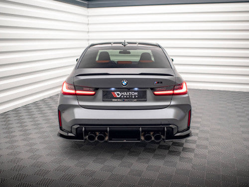 Maxton Design Street Pro Rear Diffuser/Lower Valance for BMW M3 G80 Saloon/Sedan (2021+) - Matt/Matte Black 10mm ABS Rear Bumper Apron Splitter Undertray with Fins - Optional Red Core Accent - Fits M3 Competition