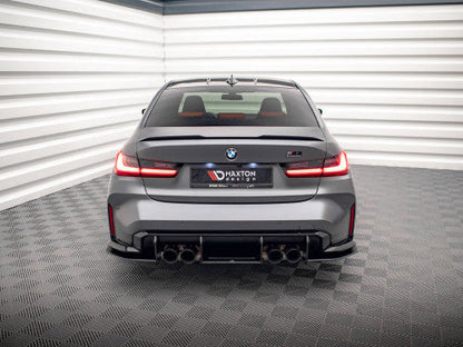 Maxton Design Street Pro Rear Diffuser/Lower Valance for BMW M3 G80 Saloon/Sedan (2021+) - Matt/Matte Black 10mm ABS Rear Bumper Apron Splitter Undertray with Fins - Optional Red Core Accent - Fits M3 Competition