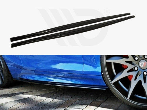 Maxton Design V.1 Gloss Black Side Skirt Extensions/Diffusers/Splitters for BMW 1 Series F20 M Sport (M Pack) 5 Door 2011-2019 (M135i M140i) Rocker Panel Extensions Sill/Side Blades Side Spoilers Ground Effects